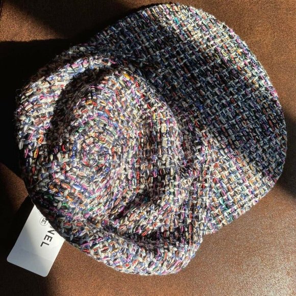 New Chanel Women's Multicolor Tweed Cap - Picture 6 of 6